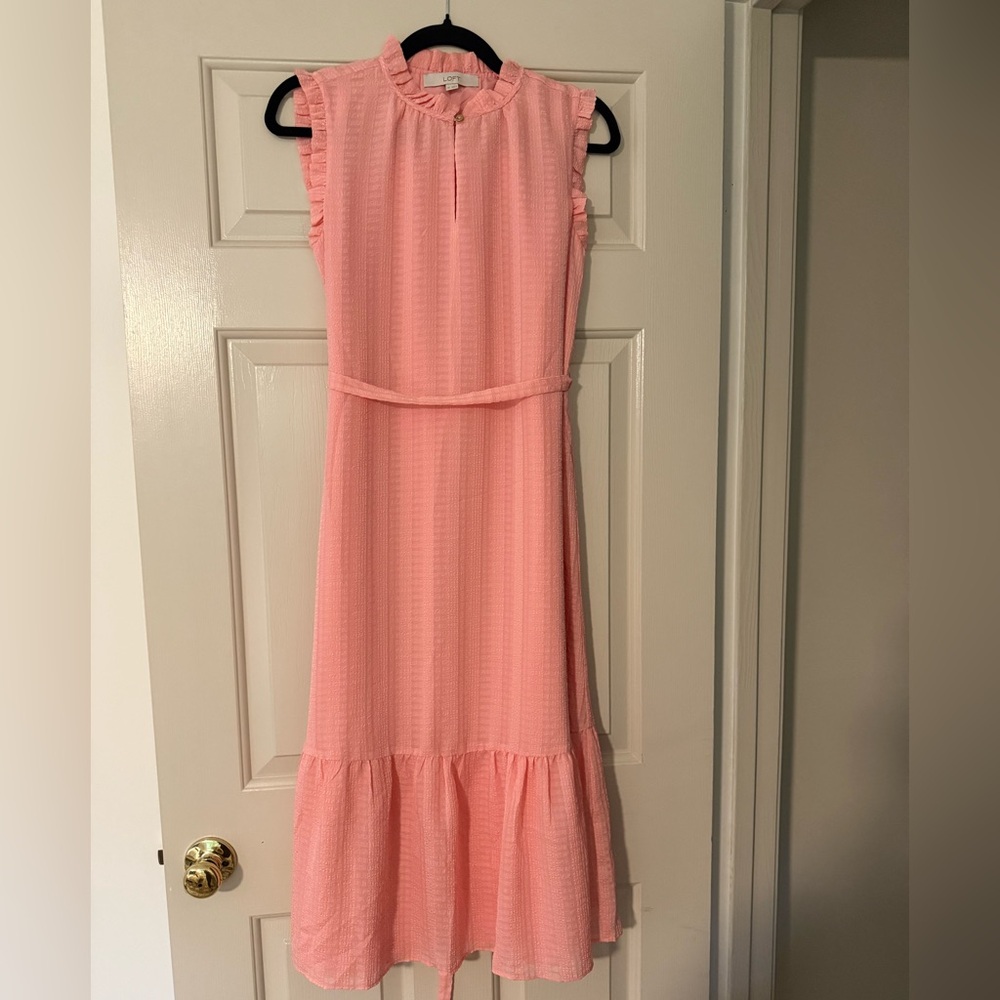 LOFT Coral Textured Sleeveless Dress
